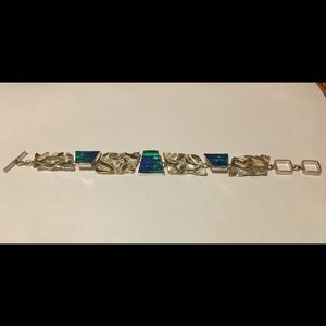 Sterling Silver & Blue/Green Opal Bracelet